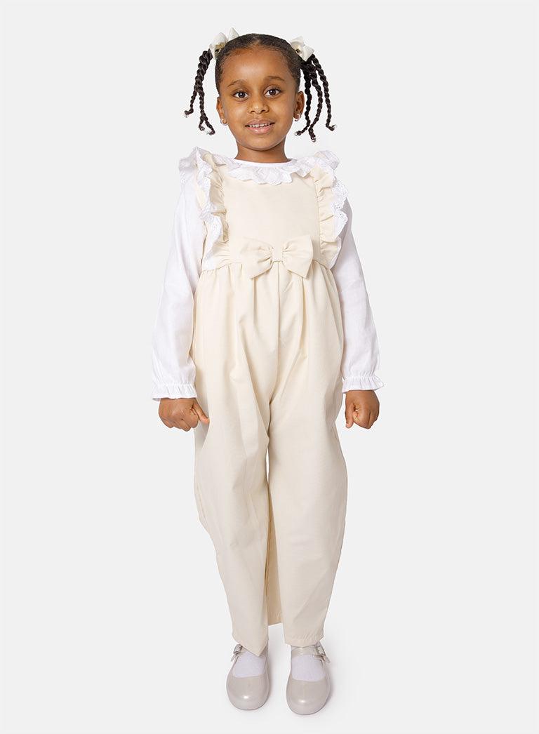 Baby Girl Amaya Collection Spanish 2-Piece Dungarees Set - Ivory