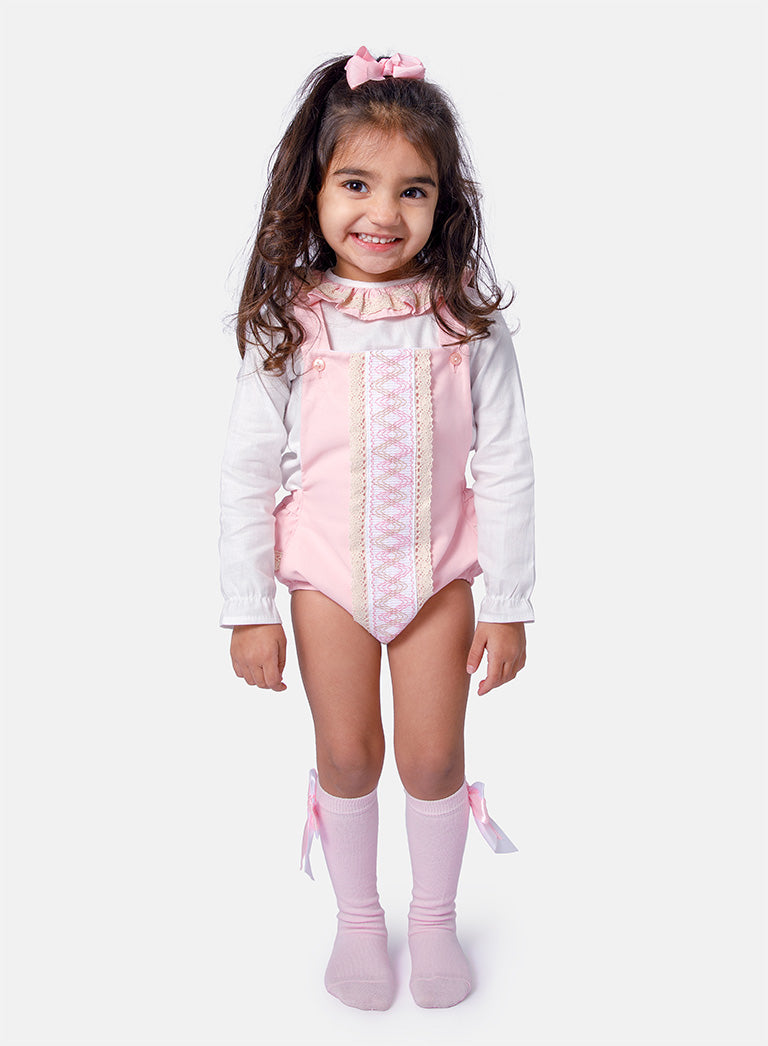 Baby Girl Leyla Collection 2-piece Romper Set - Baby Pink