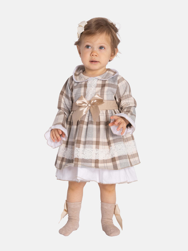 Baby Girl Antonia Collection Tartan Dress - Gold