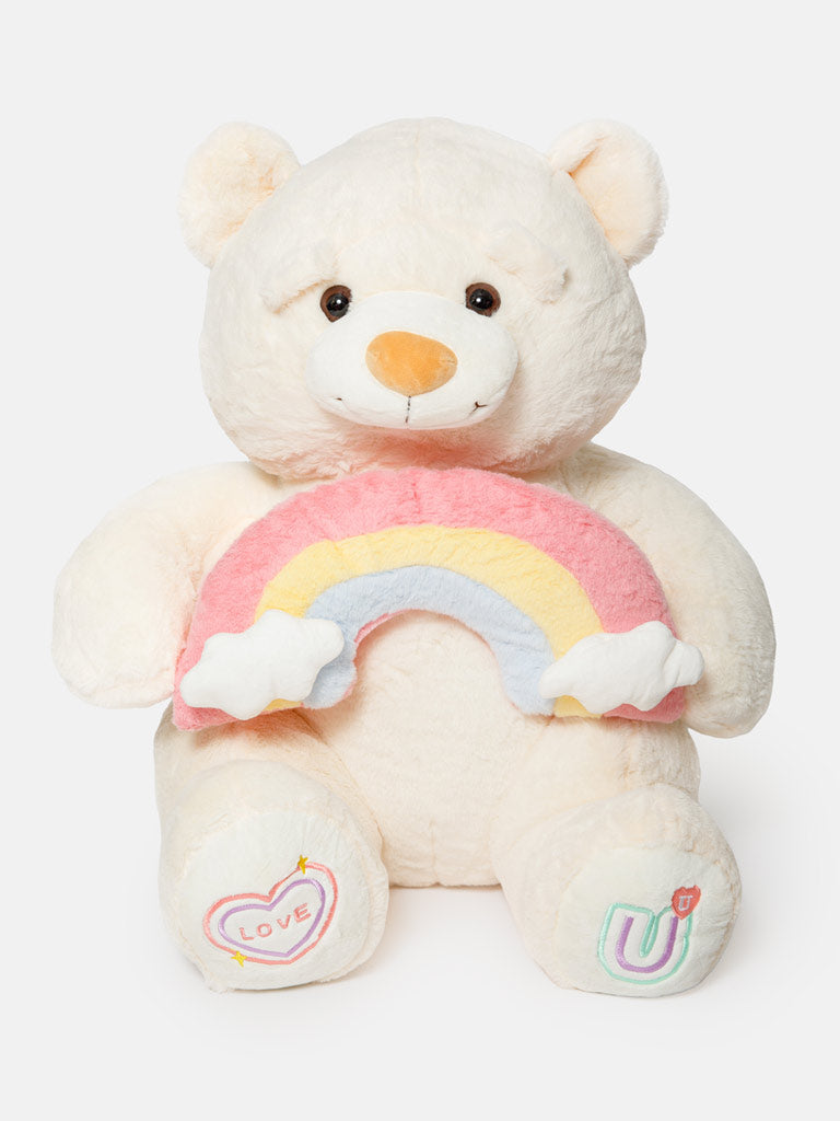 Rainbow Collection Jumbo Plush Teddy Bear - Cream