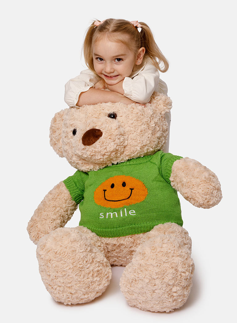 SMILE Collection Jumbo Plush Teddy Bear - Green Jumper