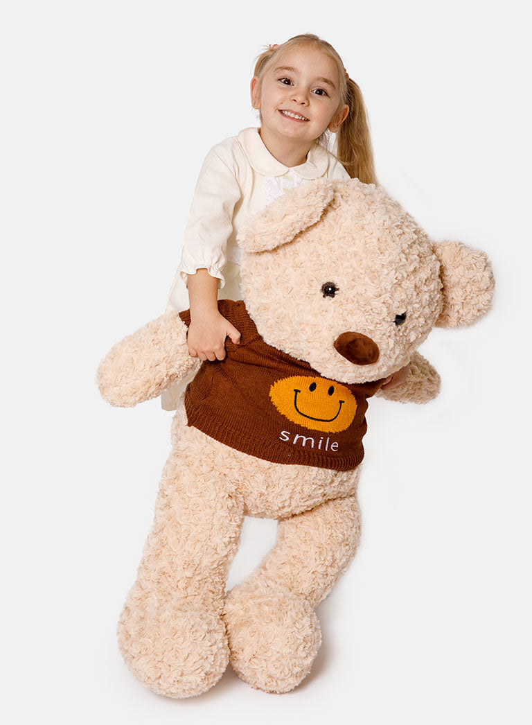 SMILE Collection Jumbo Plush Teddy Bear - Brown Jumper