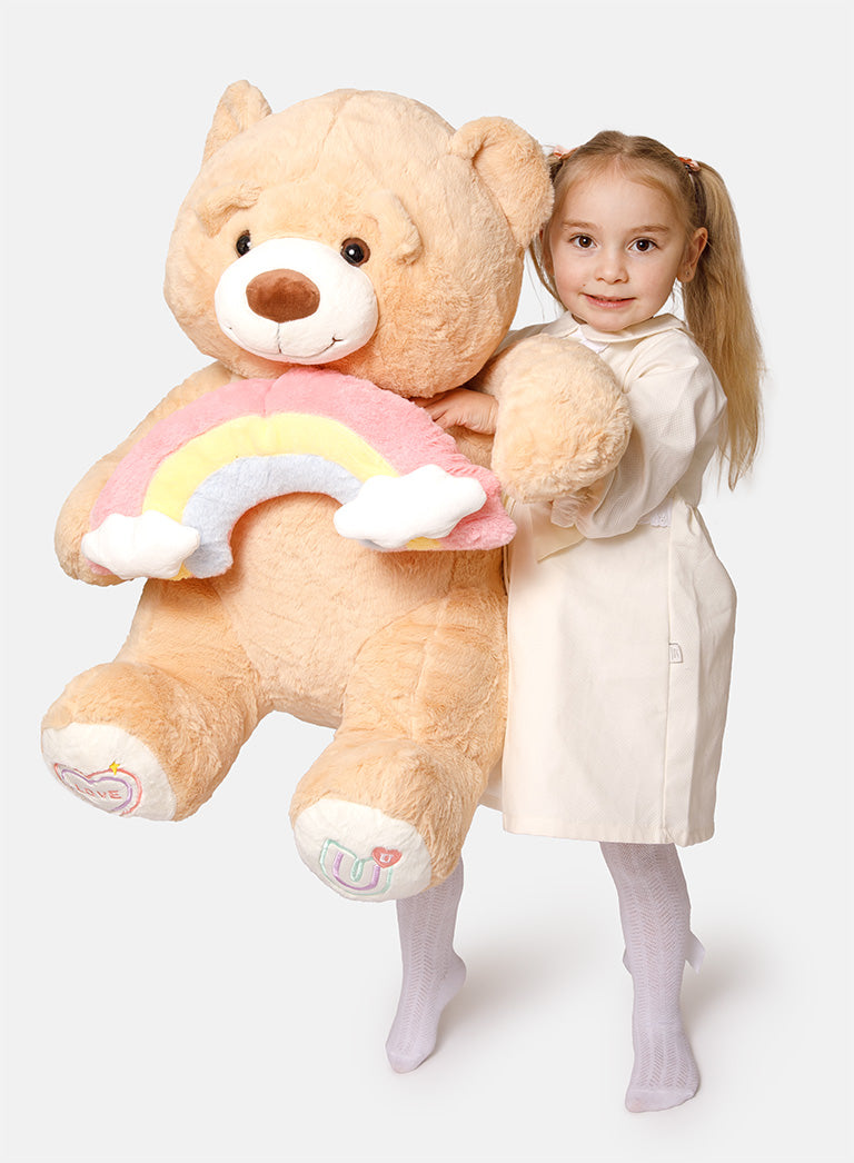 Rainbow Collection Jumbo Plush Teddy Bear - Beige