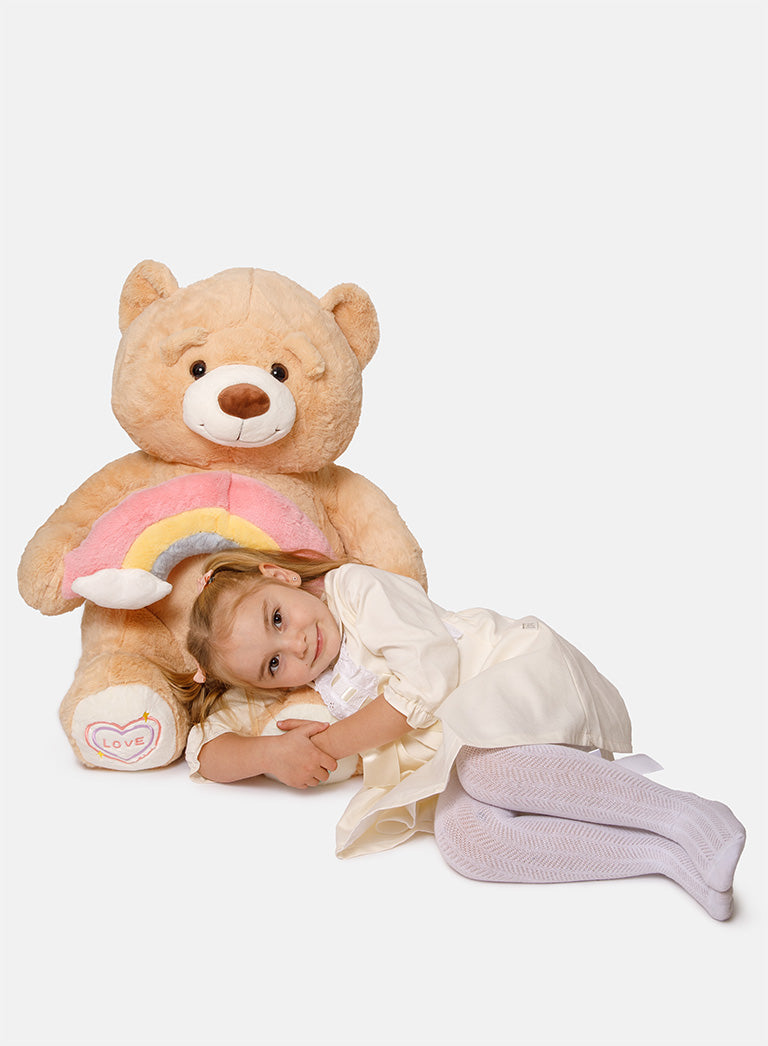 Rainbow Collection Jumbo Plush Teddy Bear - Beige