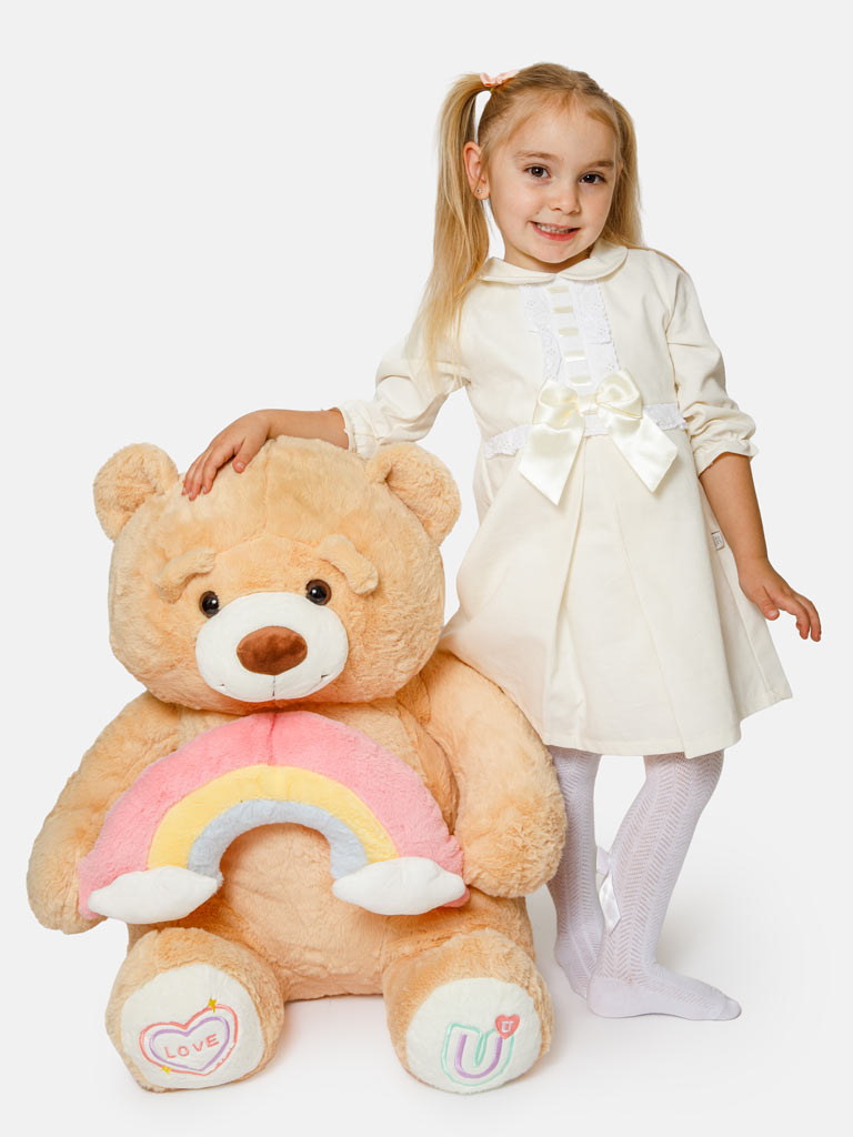 Rainbow Collection Jumbo Plush Teddy Bear - Beige