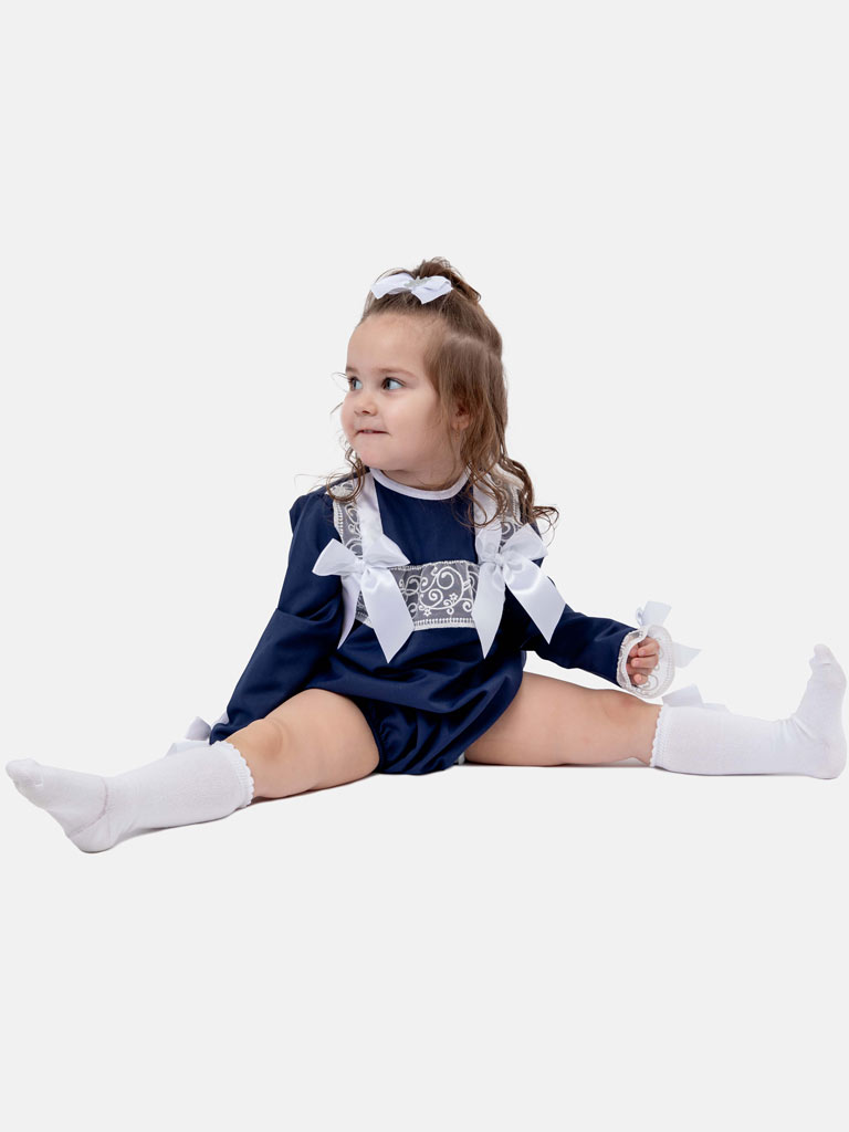 Baby Girl Gloria Collection Spanish Romper - Navy Blue
