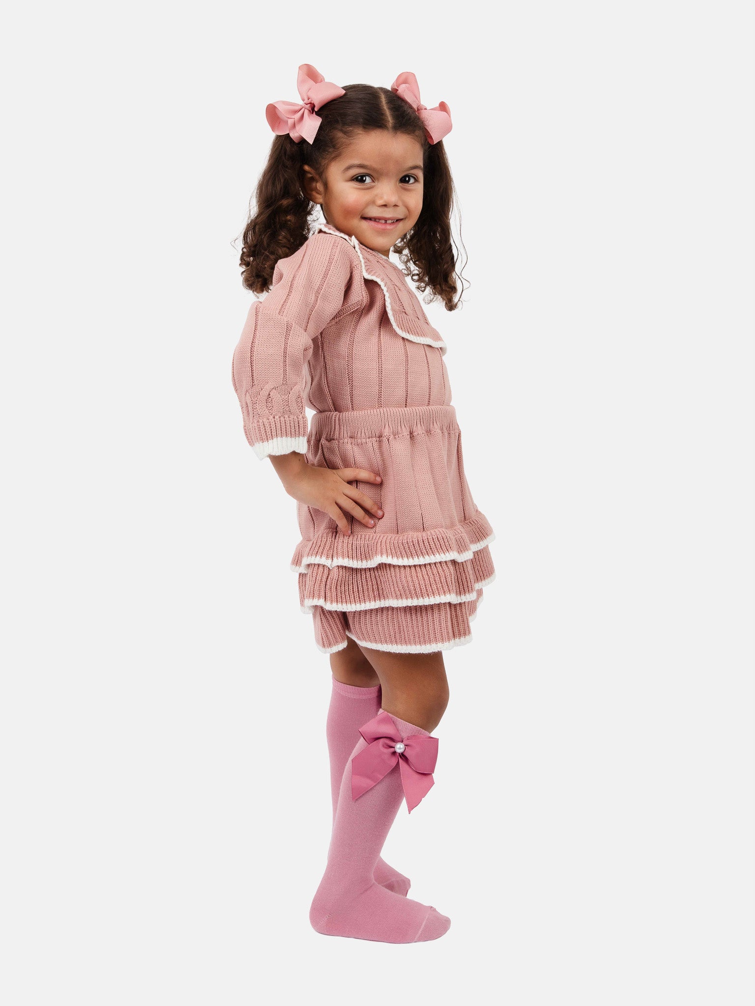 Baby Girl Selena Collection 2-piece Spanish Knitted Set - Dusty Pink