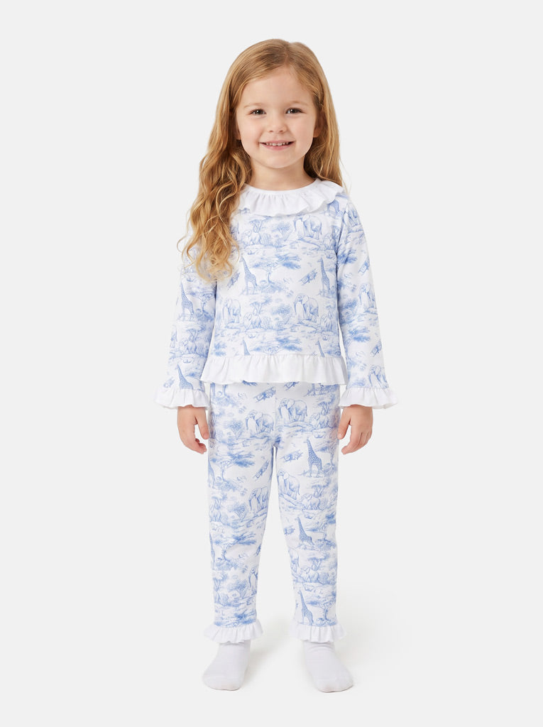 Girl Safari Collection 2-Piece Cotton Pyjama Set - Baby Blue