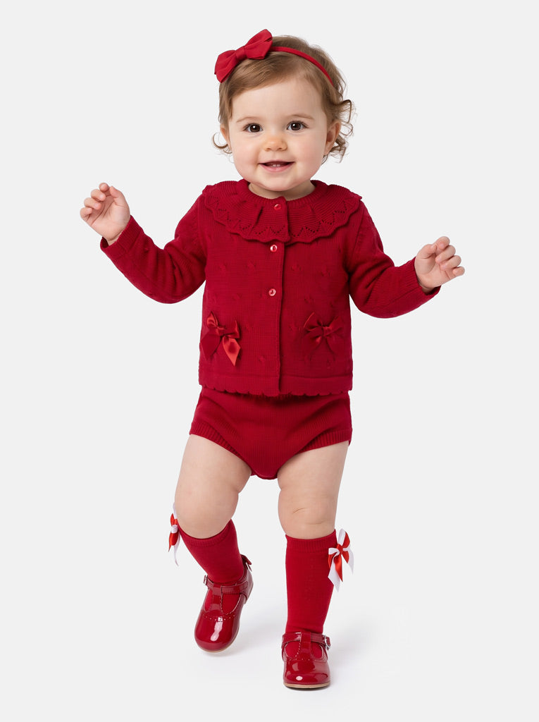 Baby Girl Catarina Collection 2-piece Spanish Knitted Set - Red