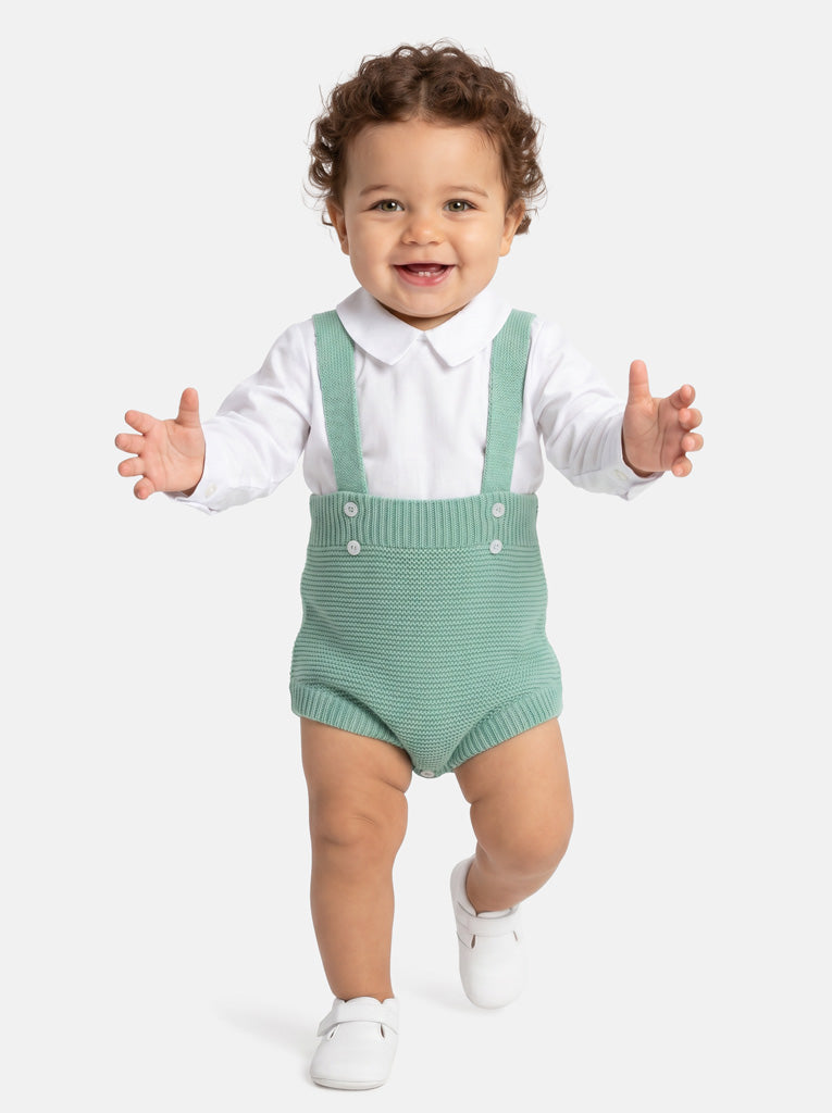 Baby Boy Rafael Collection 2-Piece Knitted Romper & Shirt Set - Mint Green