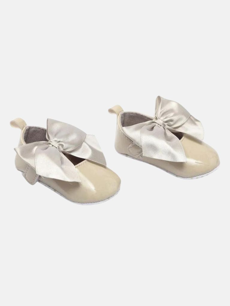 Baby Girl Scalloped Hem Knee Socks with Satin Bow and Pearl - Pink
