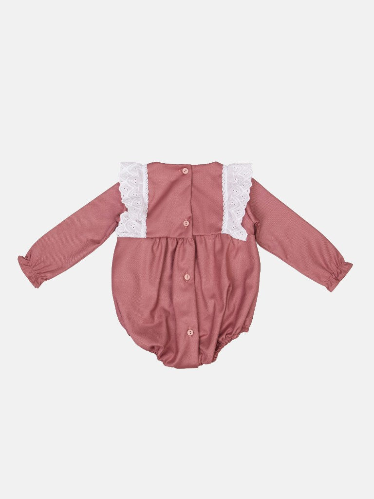 Baby Girl Nevaeh Collection Spanish Romper Set - Dusty Pink