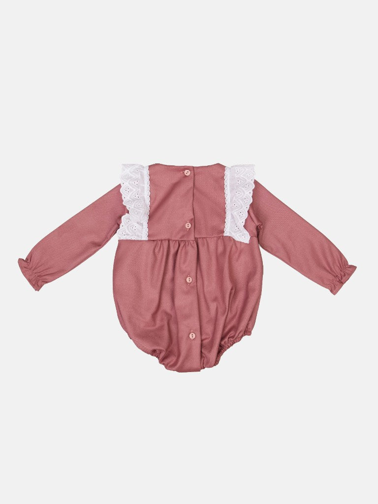 Baby Girl Nevaeh Collection Spanish Romper Set-Dusty Pink