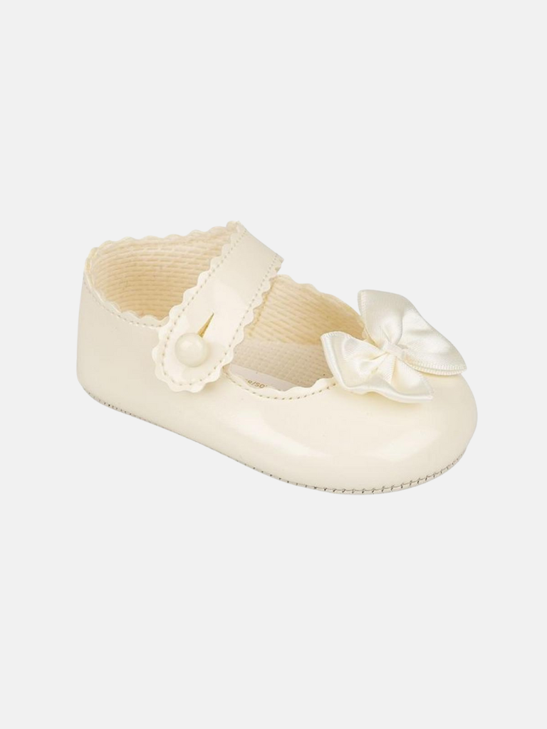 Baypods Girls Soft Soled Shoe with Bow-Ivory