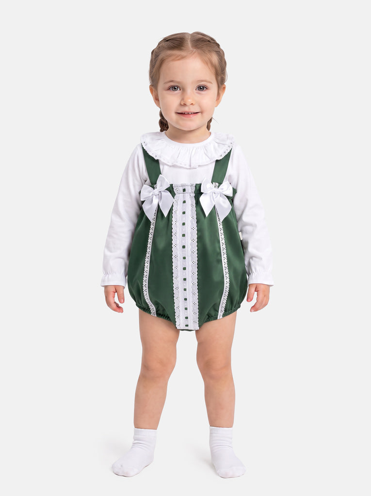 Baby Girl Miracle Collection 2-Piece Set Velvet Romper - Emerald Green