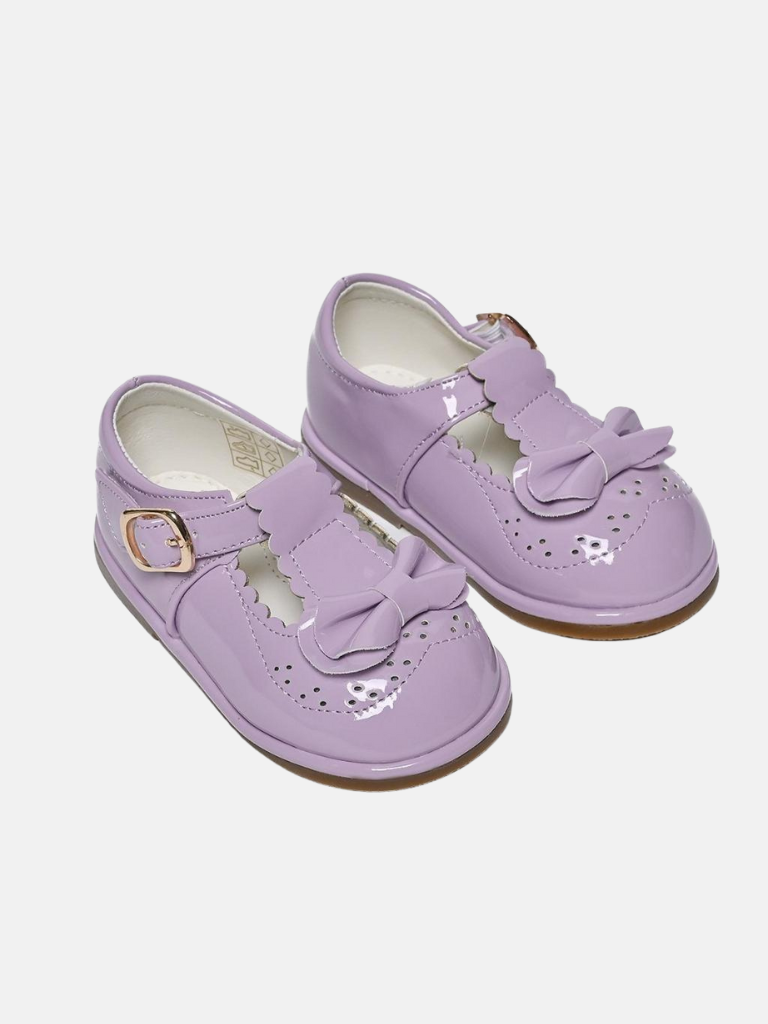 Girls Hard Bow Hard Soled Shoe - Lilac Purple