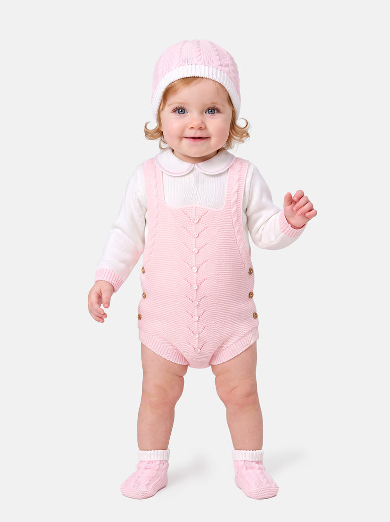 Baby Rafi Collection 4-piece Spanish Knitted Set - Baby Pink