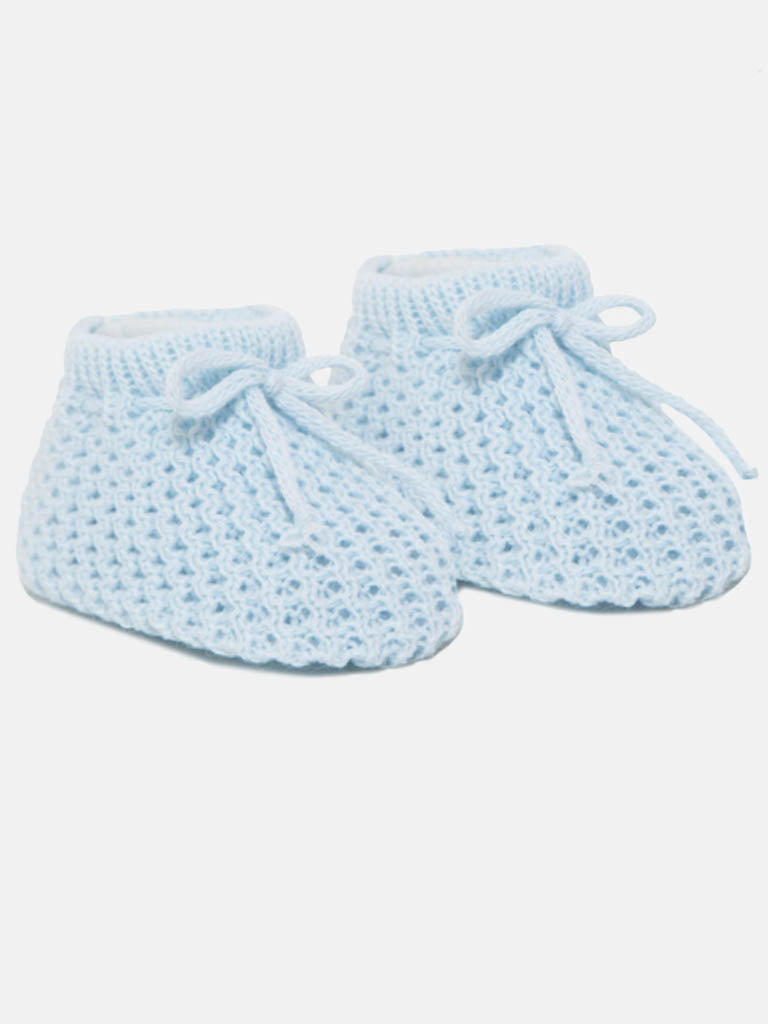 Baby Unisex Knitted Booties-Baby Blue