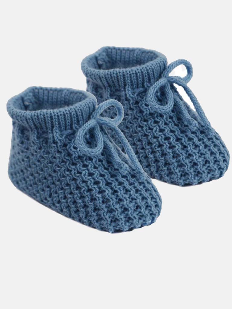 Baby Unisex Knitted Booties-Blue