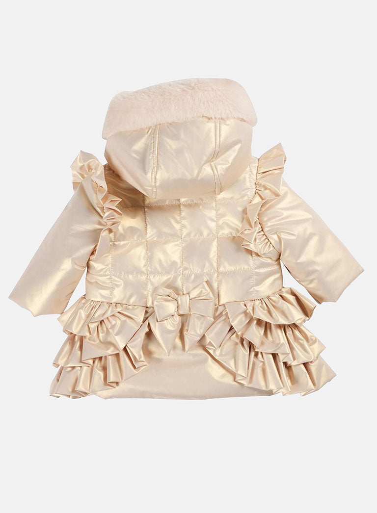 Baby Girl Glossy Puffer Hooded MINTINI Jacket - Champagne