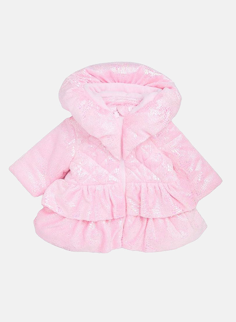 Baby Girl Shimmer Finish Puffer Hooded MINTINI Jacket - Pink