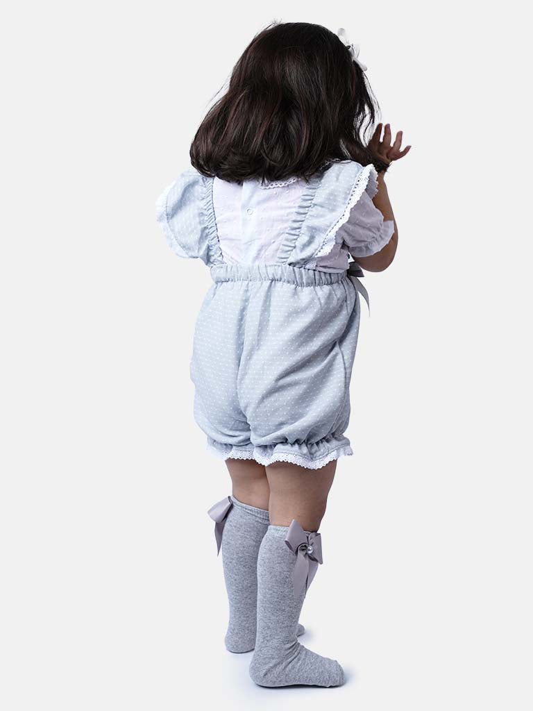 Baby Girl Mira Collection Spanish Dotted Jumpsuit - Grey