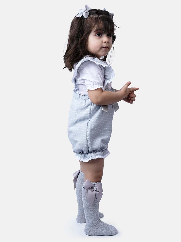 Baby Girl Mira Collection Spanish Dotted Jumpsuit - Grey