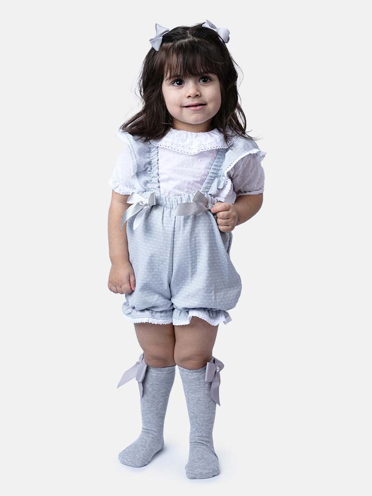 Baby Girl Mira Collection Spanish Dotted Jumpsuit - Grey