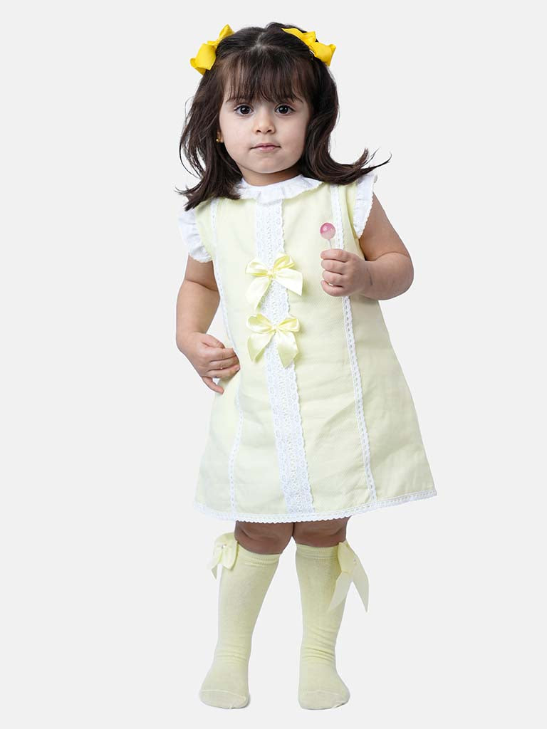 Baby Girl Lia Collection Spanish Dress with Bow - Lemon Yellow