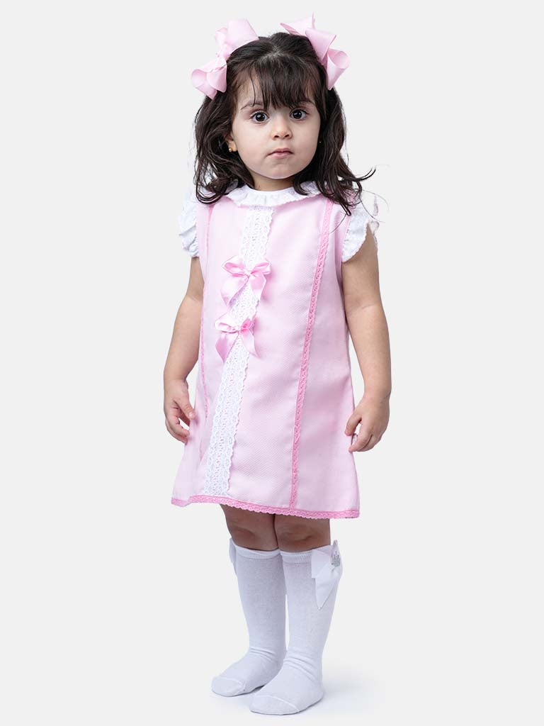 Baby Girl Lia Collection Spanish Dress with Bows-Pink