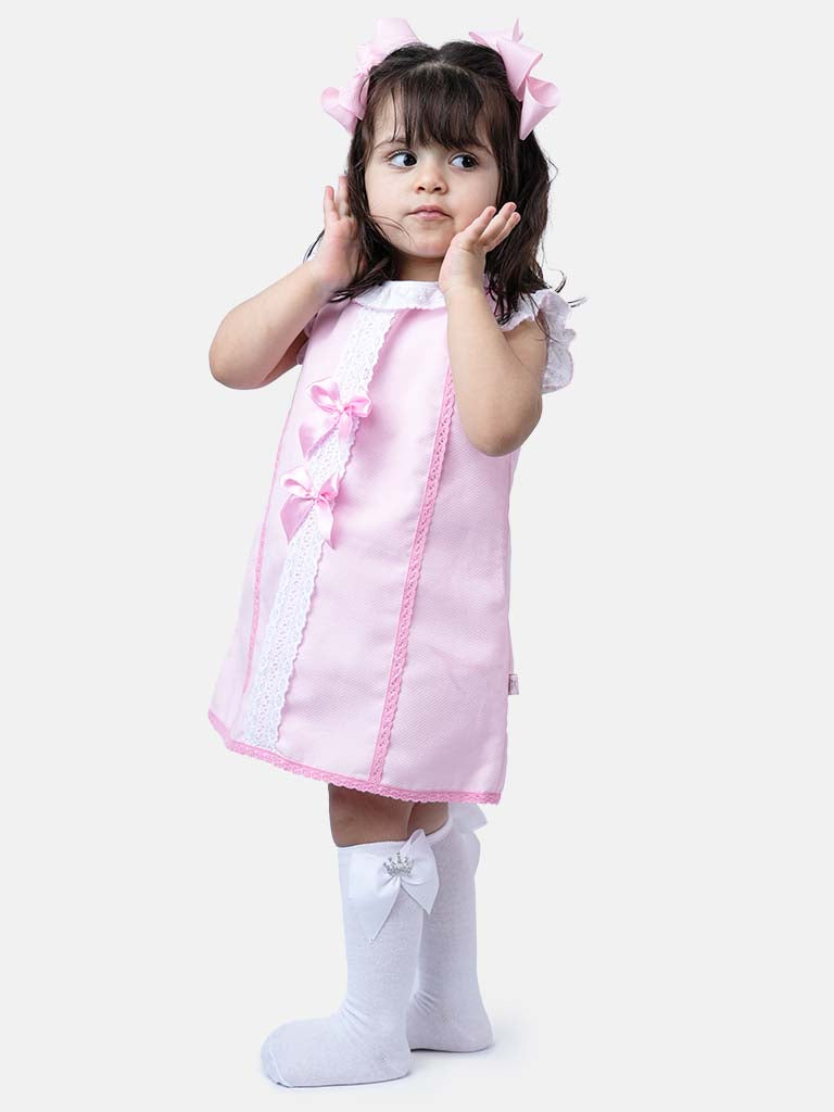 Baby Girl Lia Collection Spanish Dress with Bows - Pink