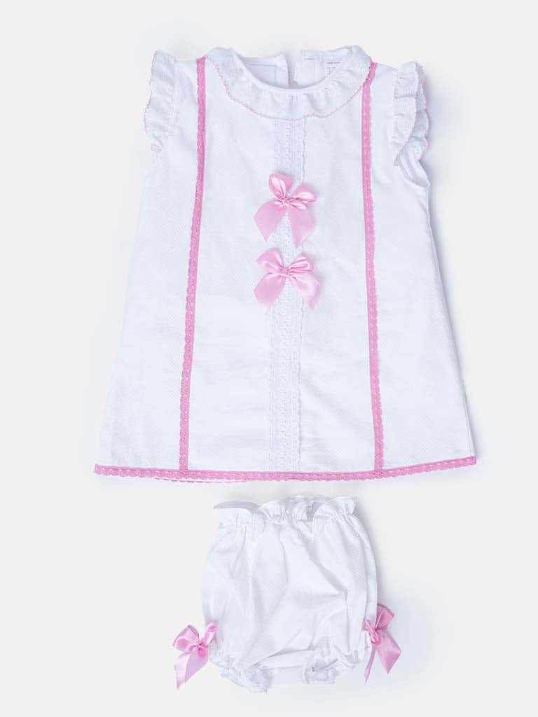 Baby Girl Lia Collection White Spanish Dress with Bows