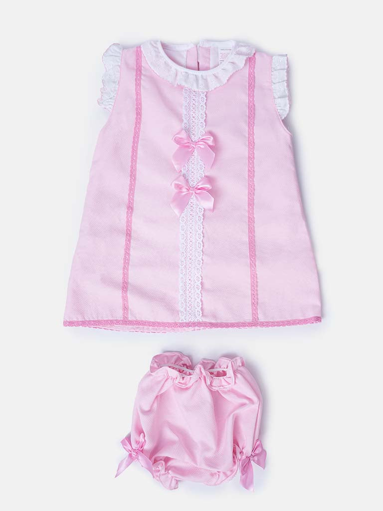 Baby Girl Lia Collection Spanish Dress with Bows - Pink