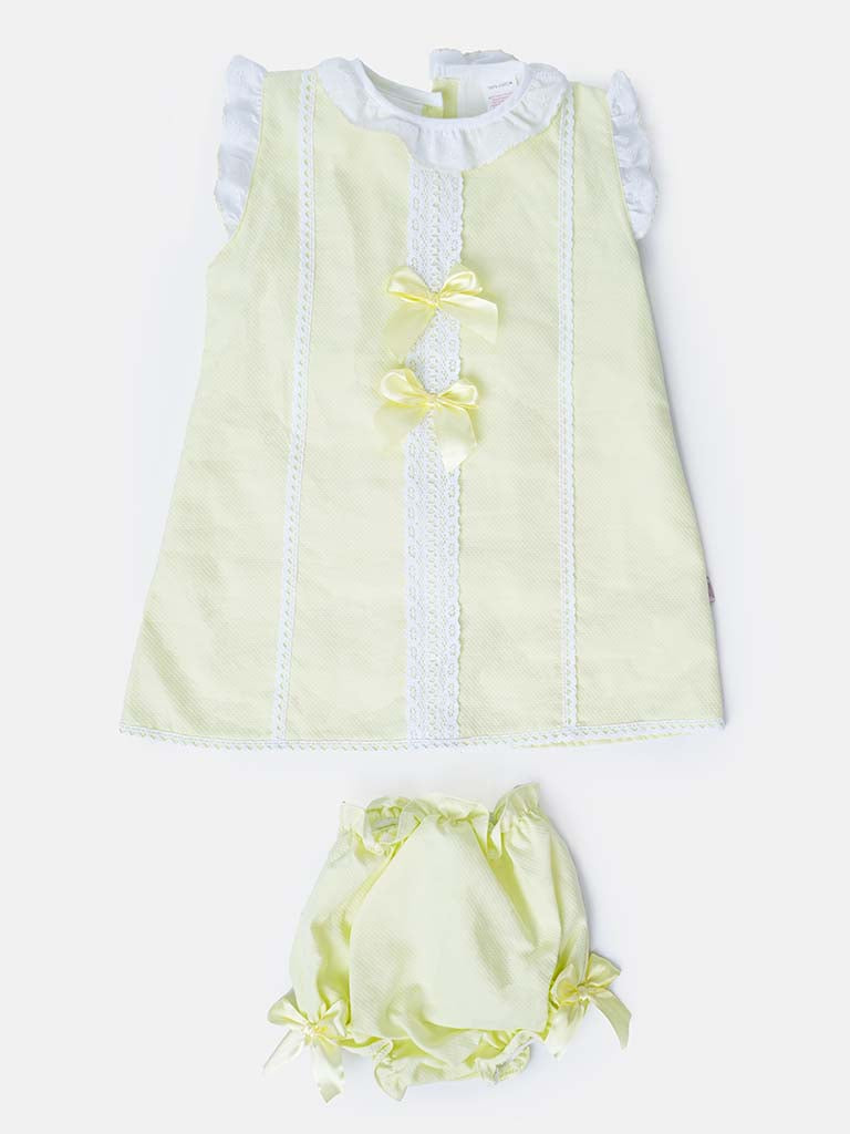 Baby Girl Lia Collection Spanish Dress with Bow - Lemon Yellow