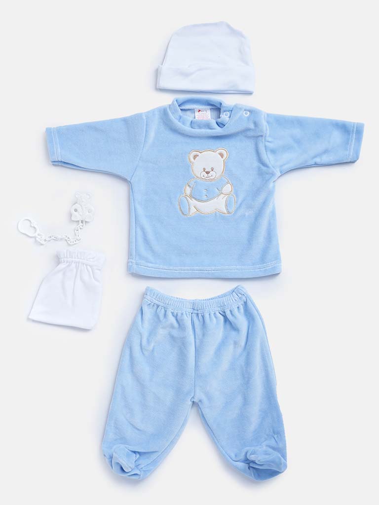 Baby Boy 5-piece Teddy Gift Box Set - Baby Blue