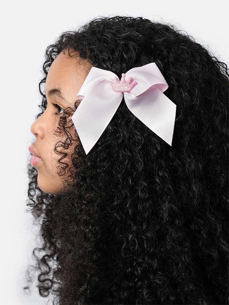 Baby Girl Crown with Bow Handmade Hairclip-Baby Pink