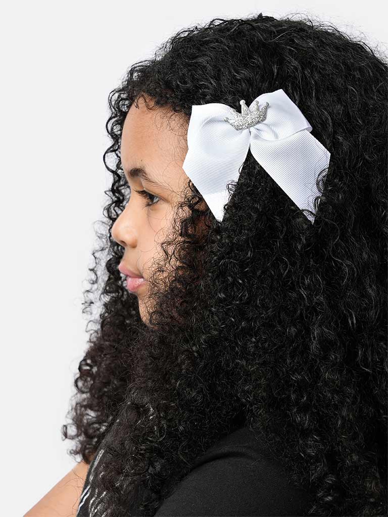 Baby Girl Crown with Bow Handmade Hairclip-White
