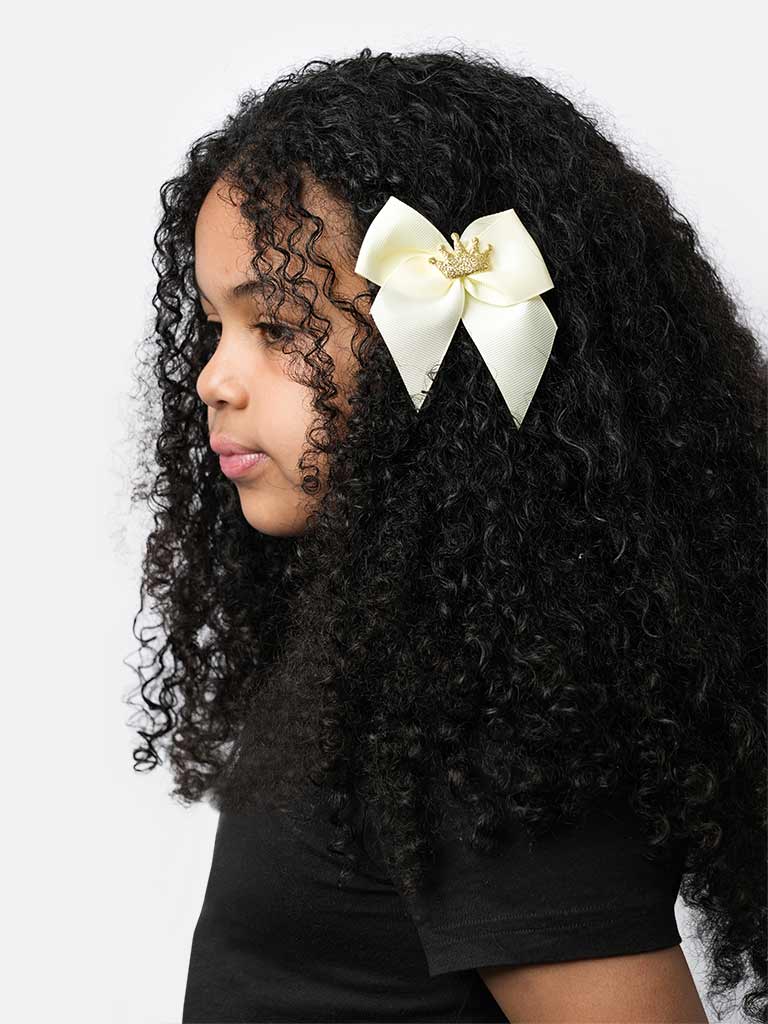 Baby Girl Crown with Bow Handmade Hairclip-Lemon Yellow