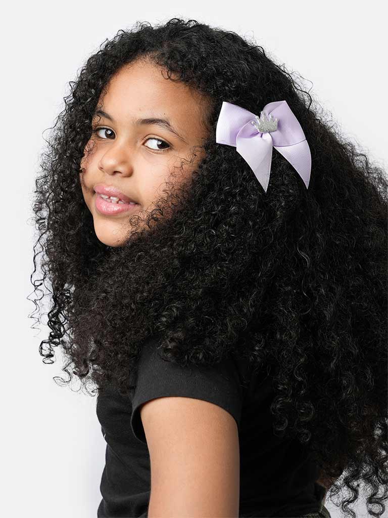 Baby Girl Crown with Bow Handmade Hairclip-Purple