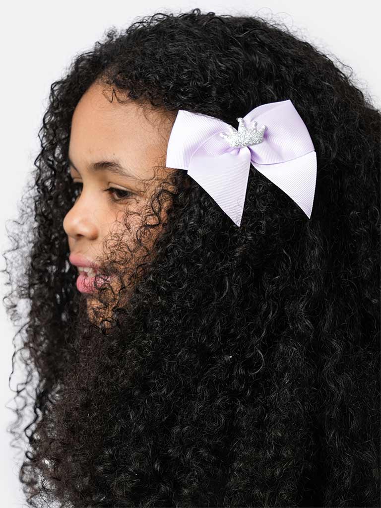 Baby Girl Crown with Bow Handmade Hairclip-Purple