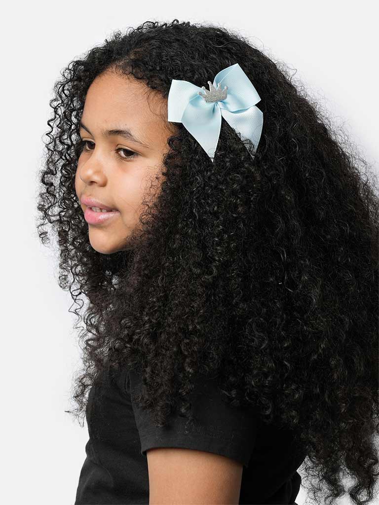 Baby Girl Crown with Bow Handmade Hairclip-Baby Blue