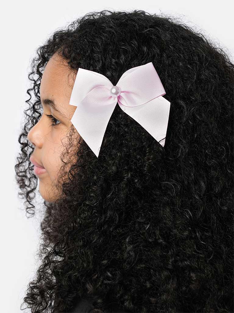 Baby Girl Pearl with Bow Handmade Hairclip-Baby Pink