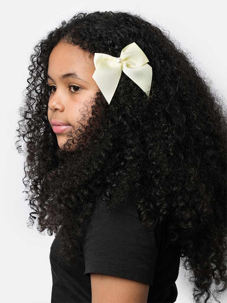 Baby Girl Pearl with Bow Handmade Hairclip-Lemon Yellow