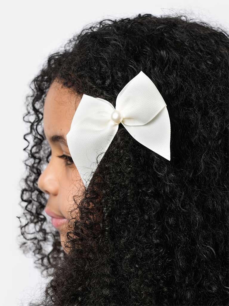 Baby Girl Pearl with Bow Handmade Hairclip-Ivory