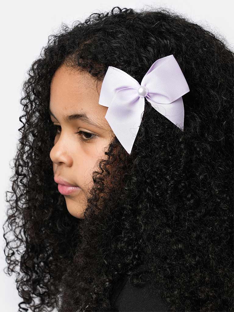 Baby Girl Pearl with Bow Handmade Hairclip-Lilac/Purple