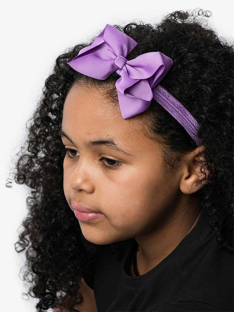 Baby Girl Satin Bow Headband-Purple