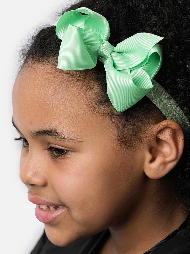 Baby Girl Satin Bow Headband-Mint Green