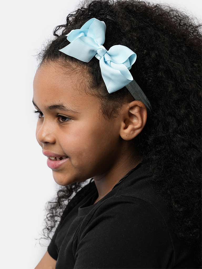 Baby Girl Satin Bow Headband-Baby Blue