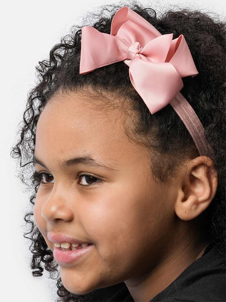 Baby Girl Satin Bow Headband-Dusty Pink