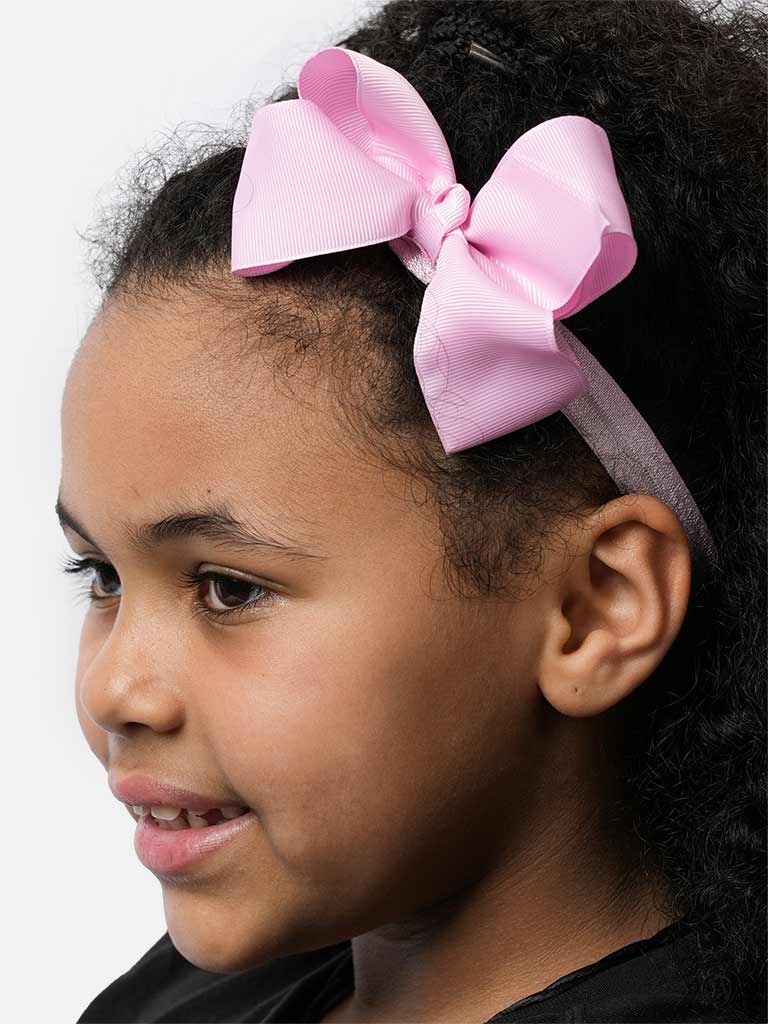 Baby Girl Satin Bow Headband-Light Lilac